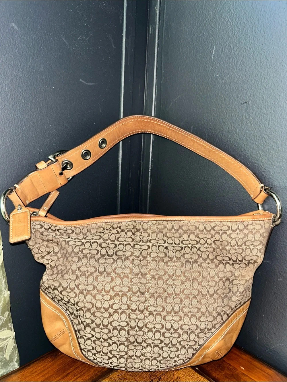Coach 2007 Y2K Mini Kissing C Signature Monogram Tan Soho Hobo Shoulder Bag - Picture 6 of 15